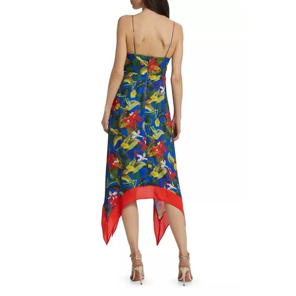 NWT Alice + Olivia Kayson Floral Print Midi Length Dress  XS | US 0 #9451 - Picture 2 of 8